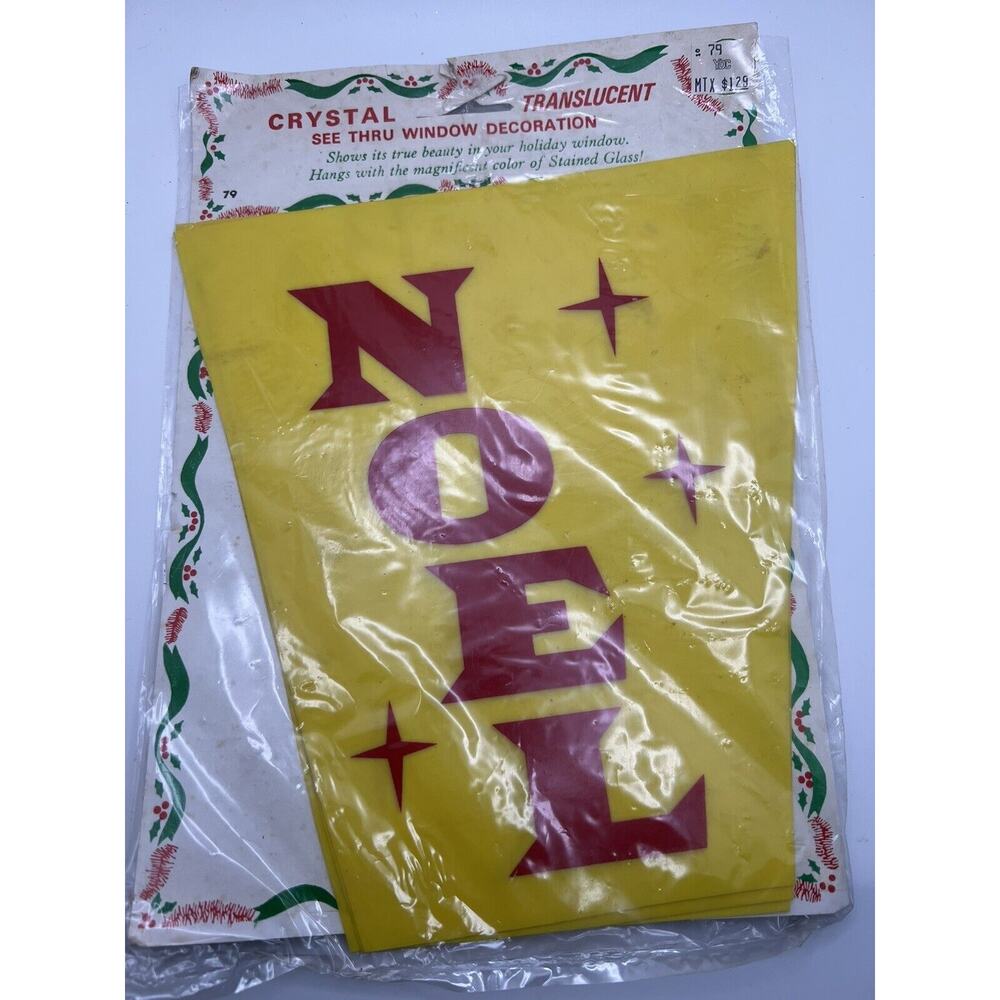 Vintage NOEL 4 Weatherproof Plastic Panels Christmas - Crystal Translucent NOS